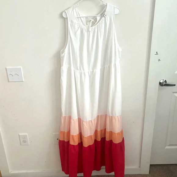 Ava & Viv Dress Sleeveless Colorblock Maxi Flowy Tiered Boho Beach Resort 2X - Picture 3 of 9